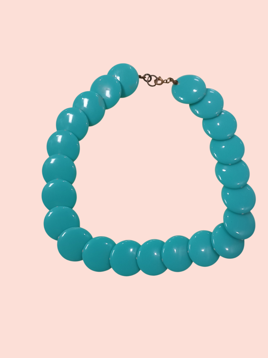 Halskette runde Plättchen (Weiß und Rot/Schwarz)