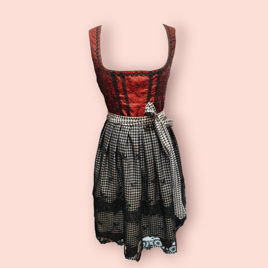 Stockerpoint Dirndl M Rot, Schwarz, Weiß