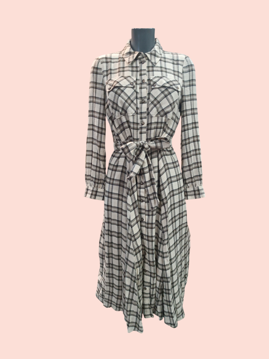 Sezane Hemdkleid S/M kariert (Beige, Dunkelbraun, Schwarz)