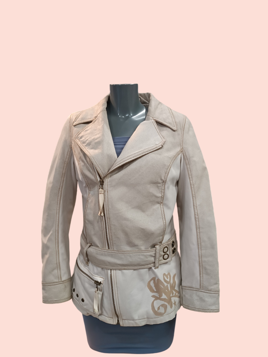 Gsus sindustries Jacke S Beige mit rot-weißem Innenfutter
