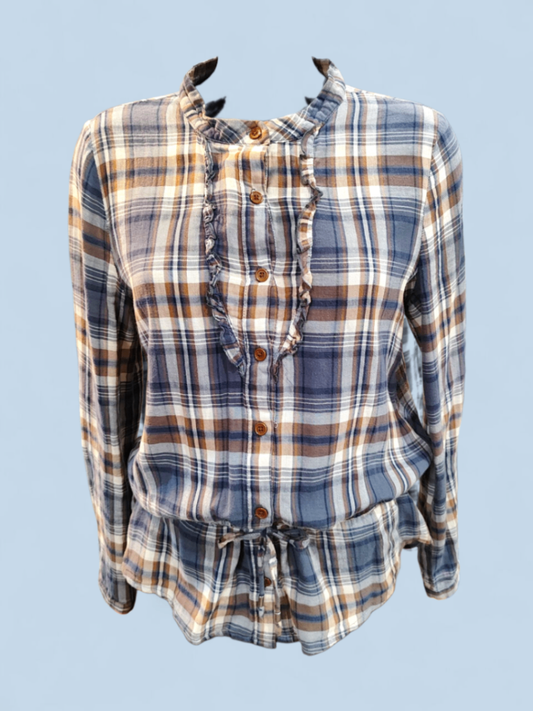 Pulz Jeans Bluse S Blau kariert