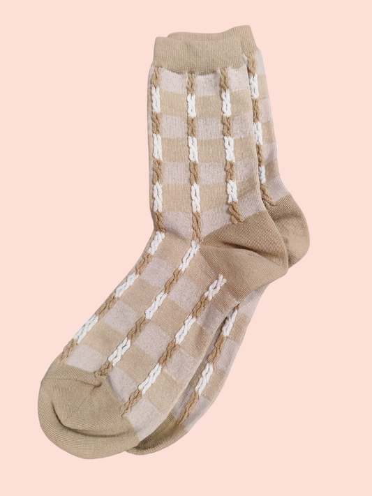 Socken Beige, Weiß, Grün
