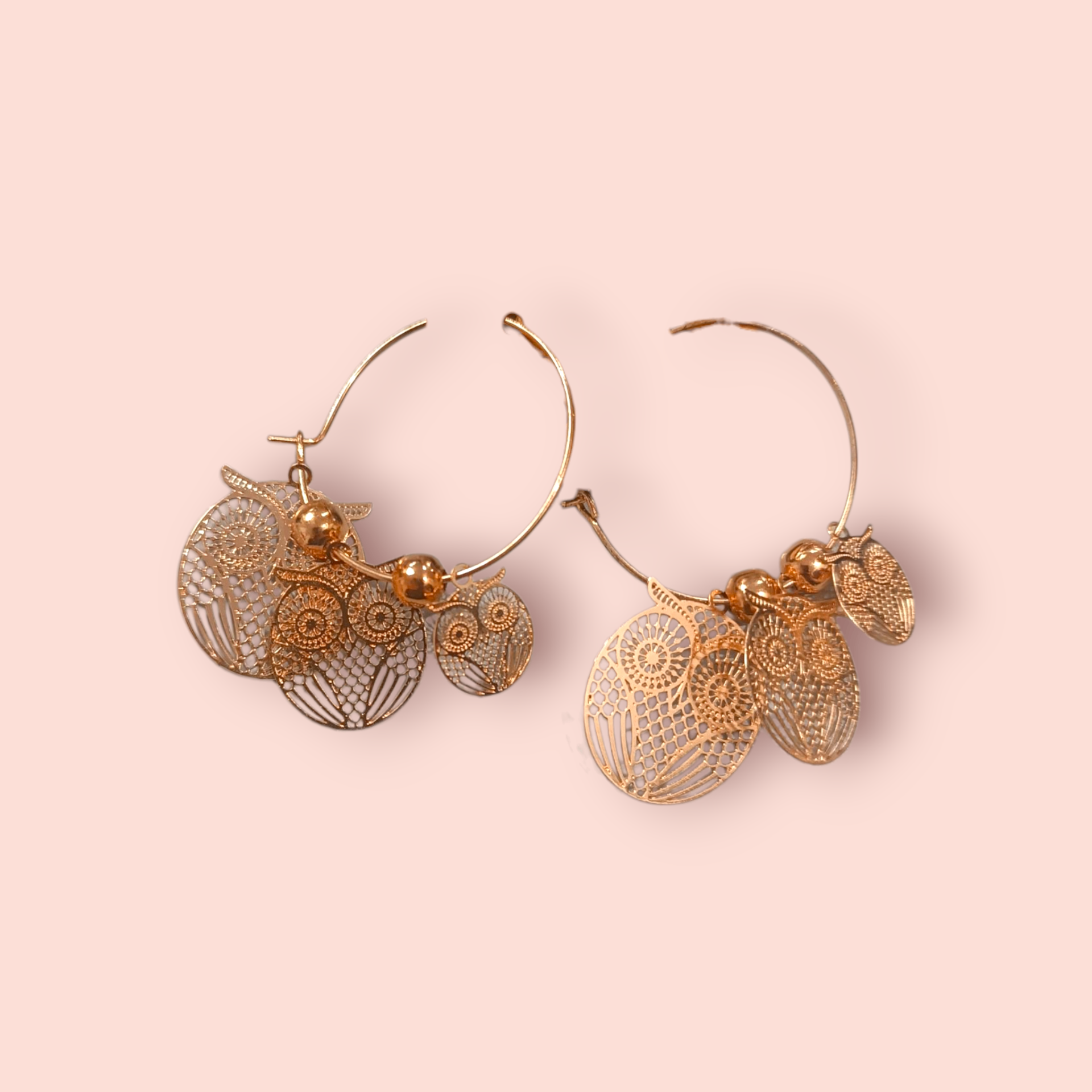 Maya Mira Ohrringe Rosegold, mit Eulenanhänger