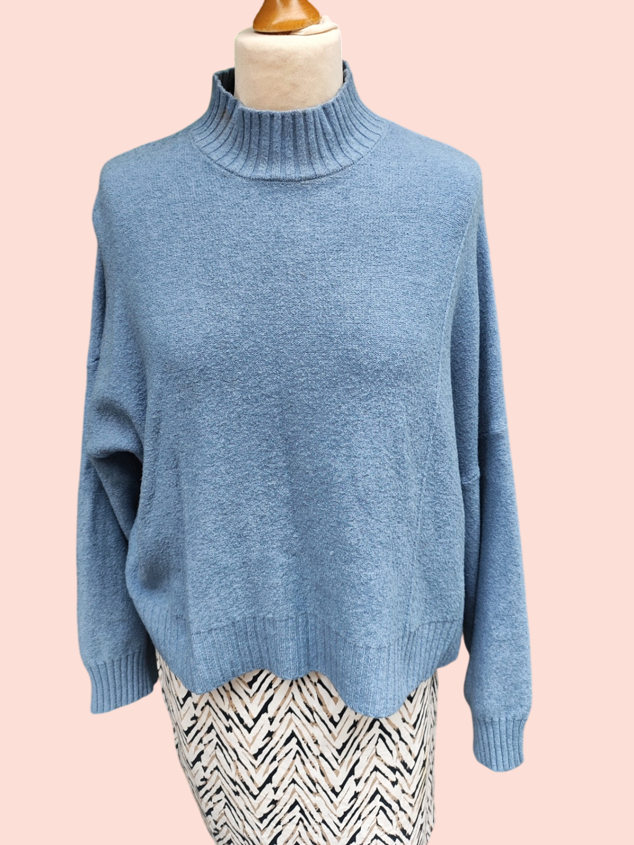 Rollkragenpullover M/L Oversized Hellblau