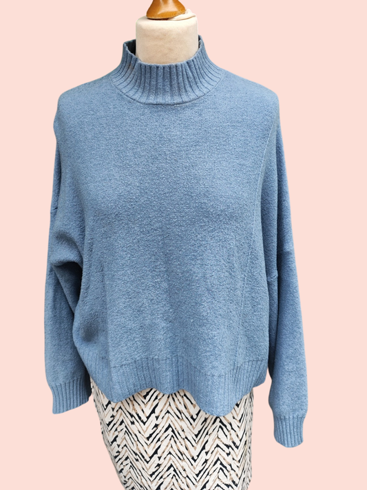 Rollkragenpullover M/L Oversized Hellblau