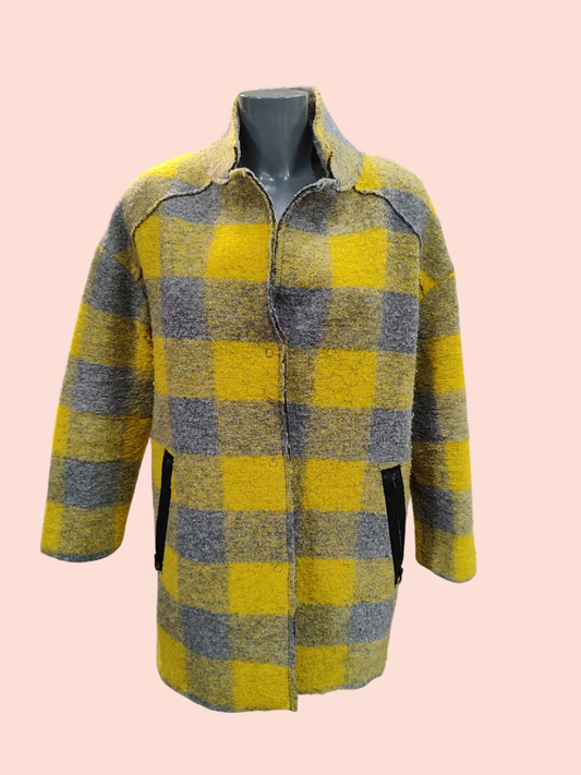 United Colors of Benetton Jacke M Gelb und Grau kariert