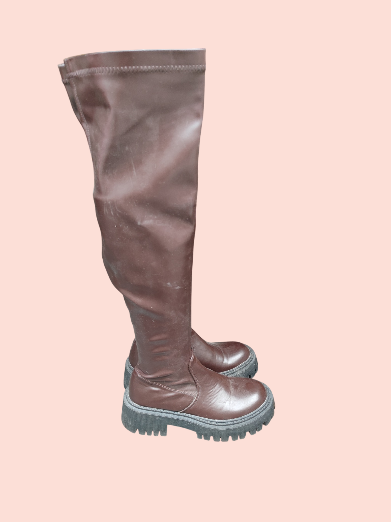 Overknee Stiefel 37 Braun mit schwarzer Sohle