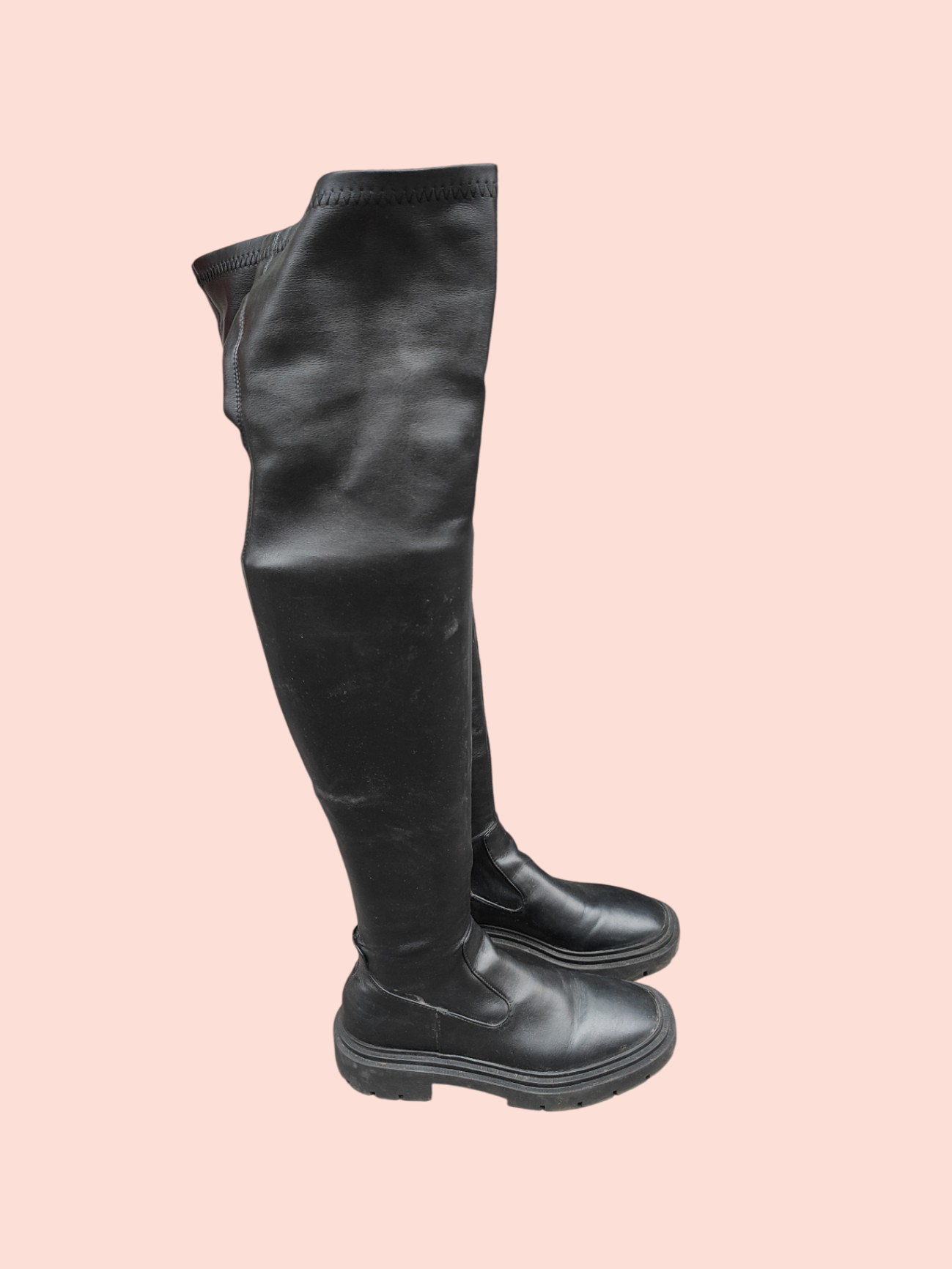 Zara Overknee Stiefel 37 Schwarz matt