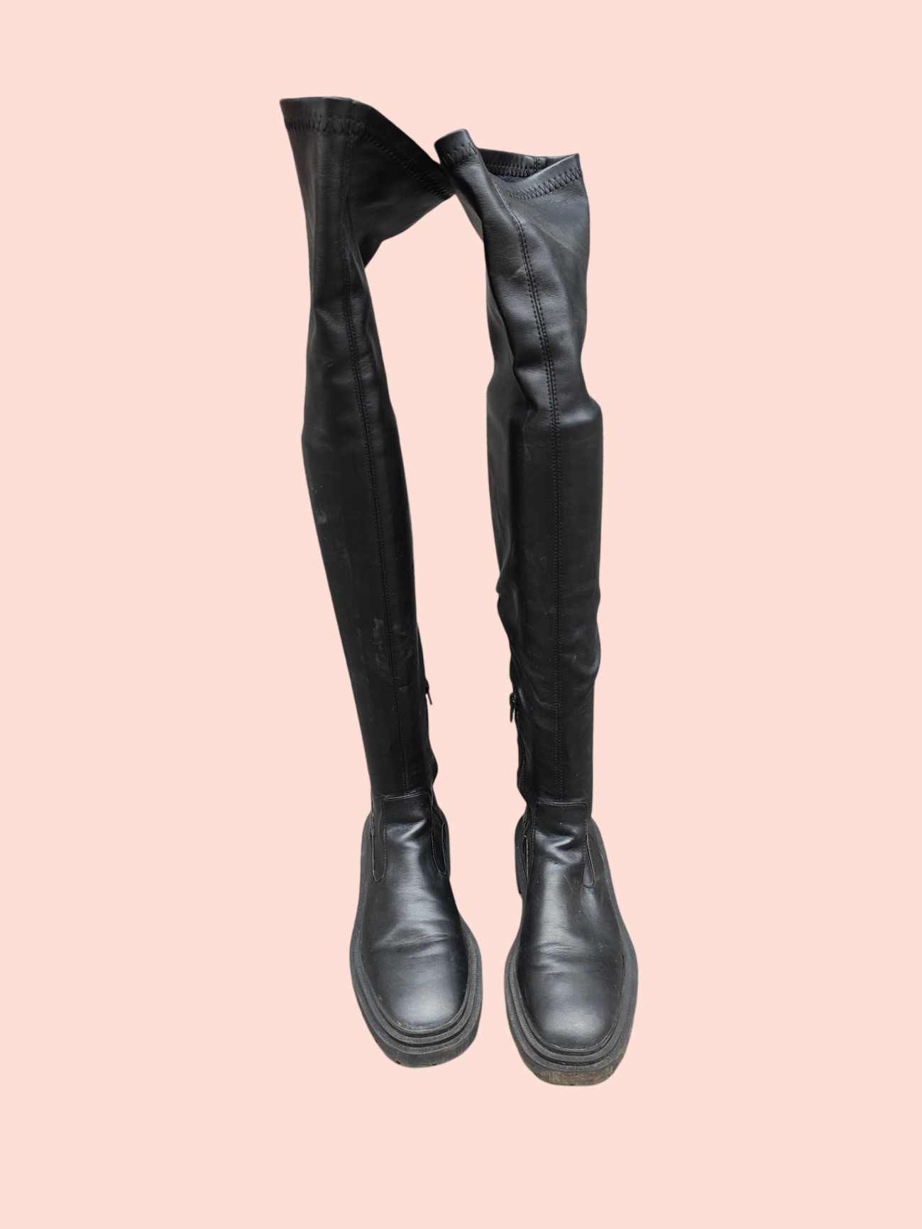 Zara Overknee Stiefel 37 Schwarz matt