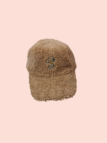 Peanuts Kappe Braun & flauschig mit Snoopy-Bild