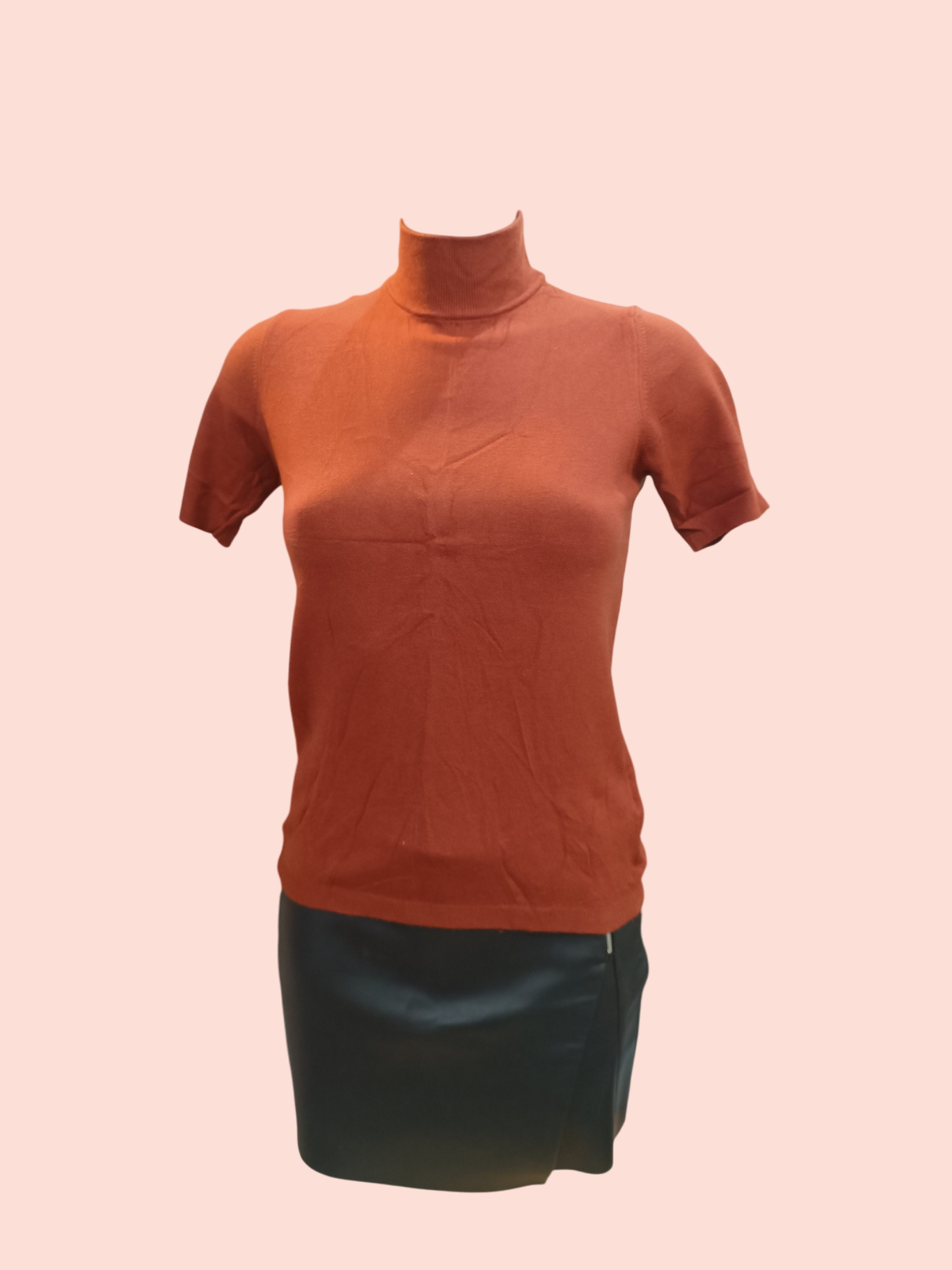 Rinascimento Rollkragenshirt M kurzarm braun/rot