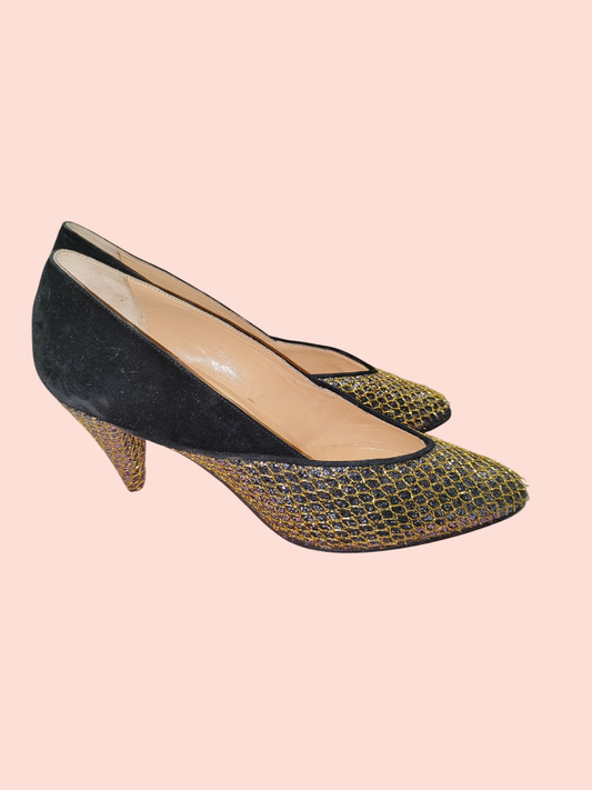 Maud Frizon Pumps 37 Gold, Schwarz