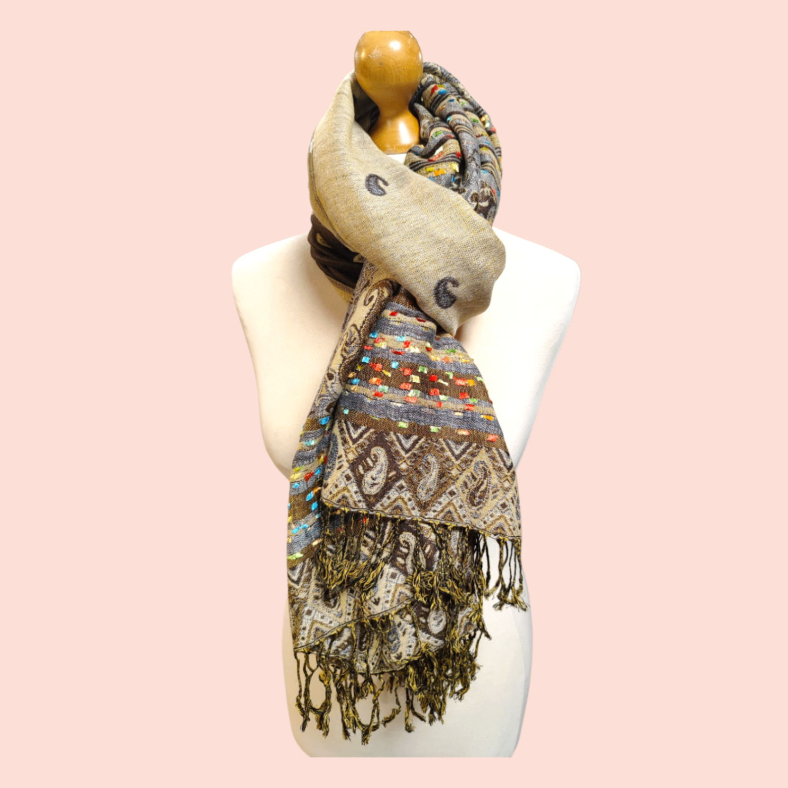 Schal Kaschmir Beige, Bunt