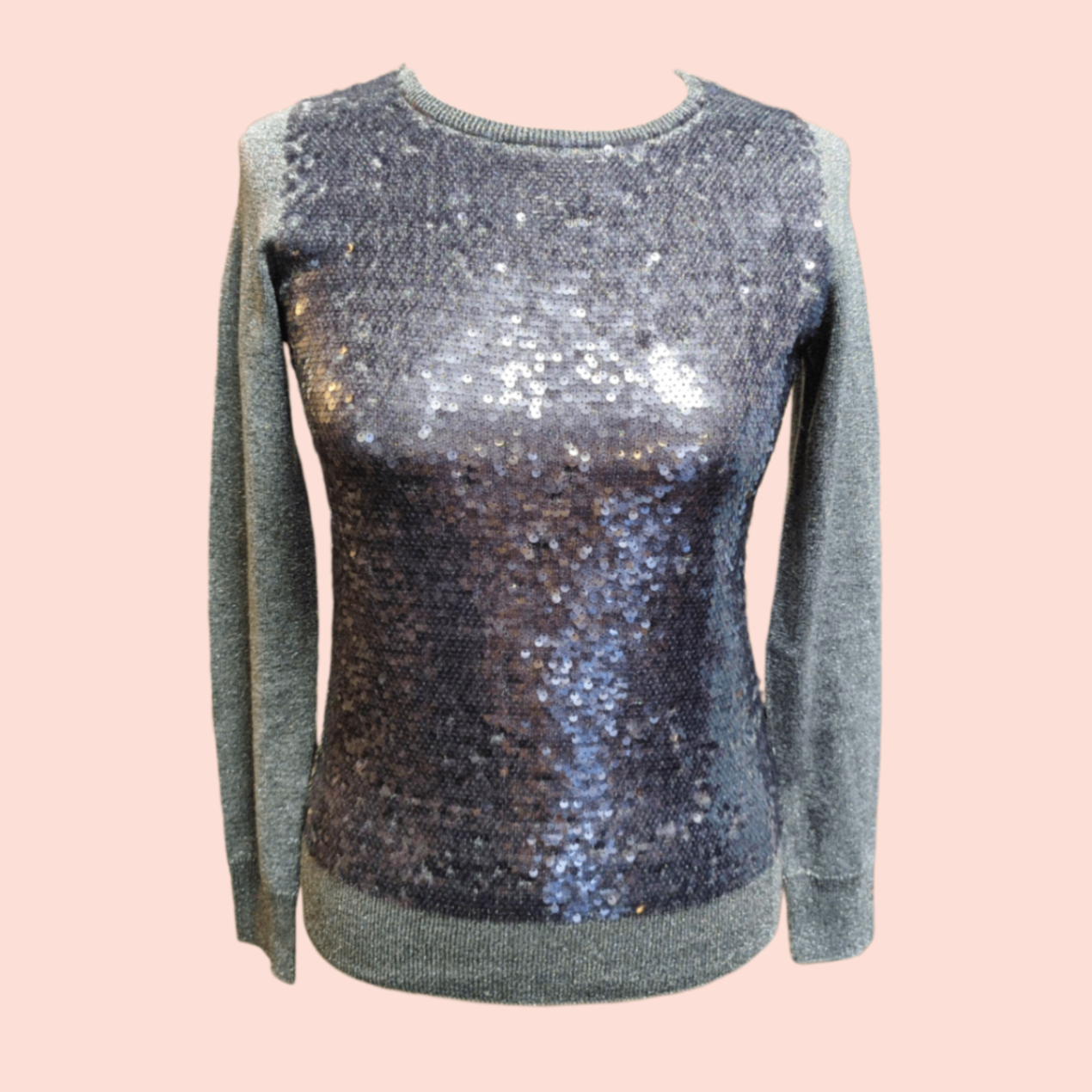 H&M Pullover S Grau mit Pailletten