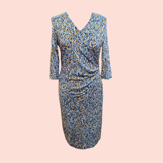 Hugo Boss Kleid M Muster (blau, weiß, orange)
