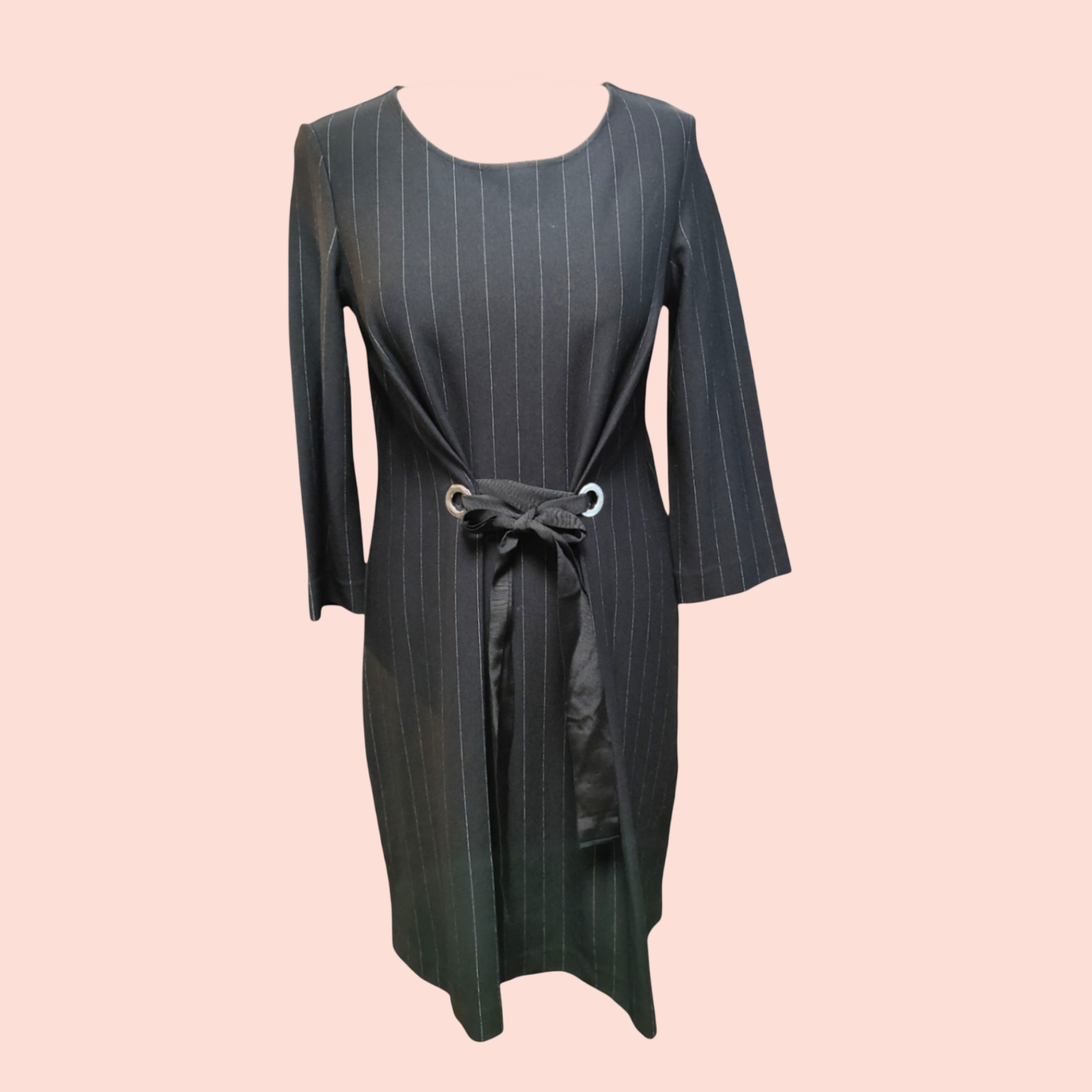 Massimo Dutti Kleid M Schwarz mit feinen weißen Streifen
