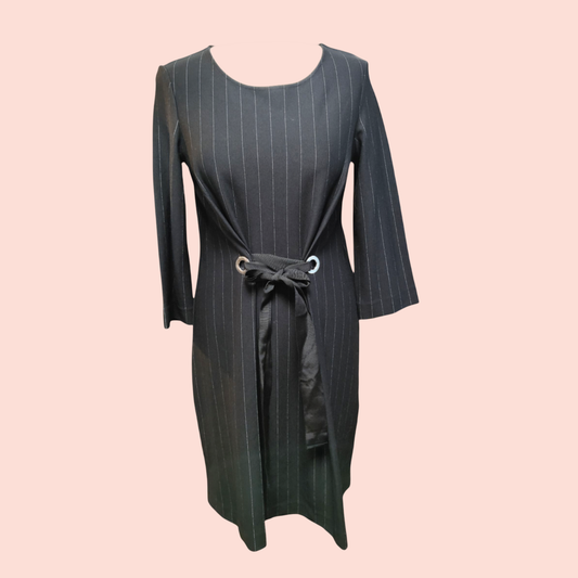 Massimo Dutti Kleid M Schwarz mit feinen weißen Streifen