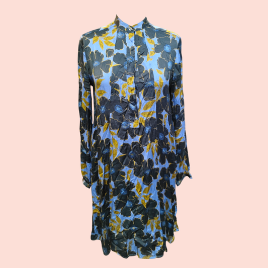 0039 Italy Kleid S Blau, Schwarz, Gelb