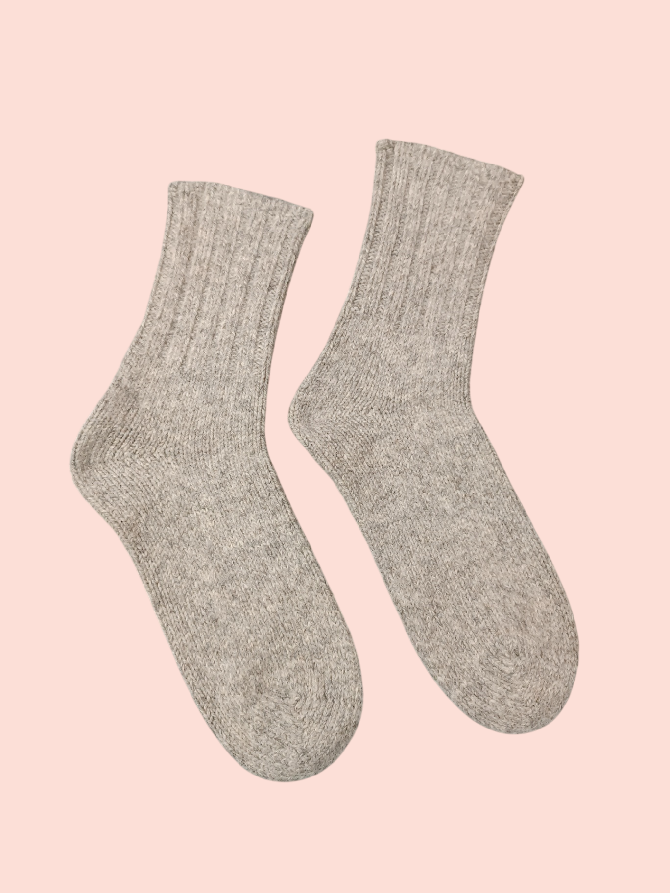 selbstgestrickt Socken Beige-Grau