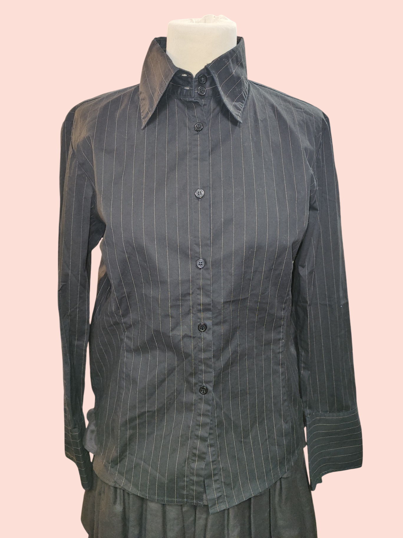 crazy world Hemd XL Schwarz mit feinen Streifen