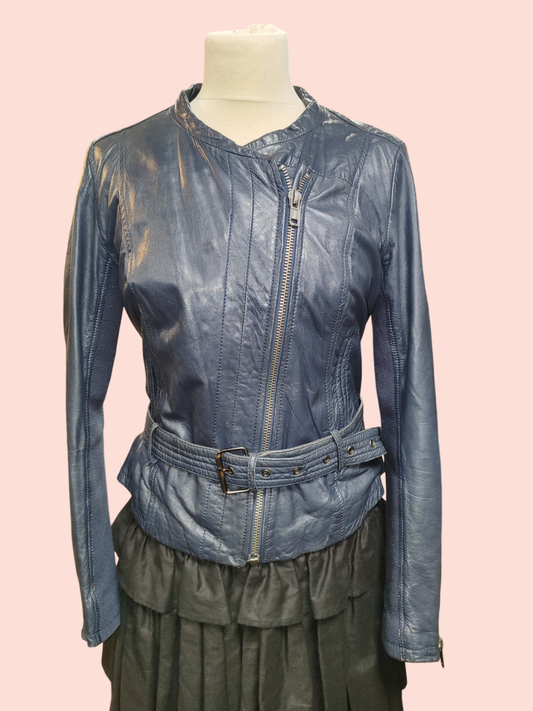 bzr Lederjacke S Blau