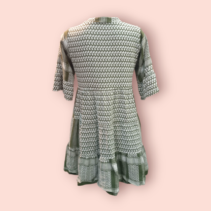 Zwillingsherz Kleid One Size Grün, Weiß