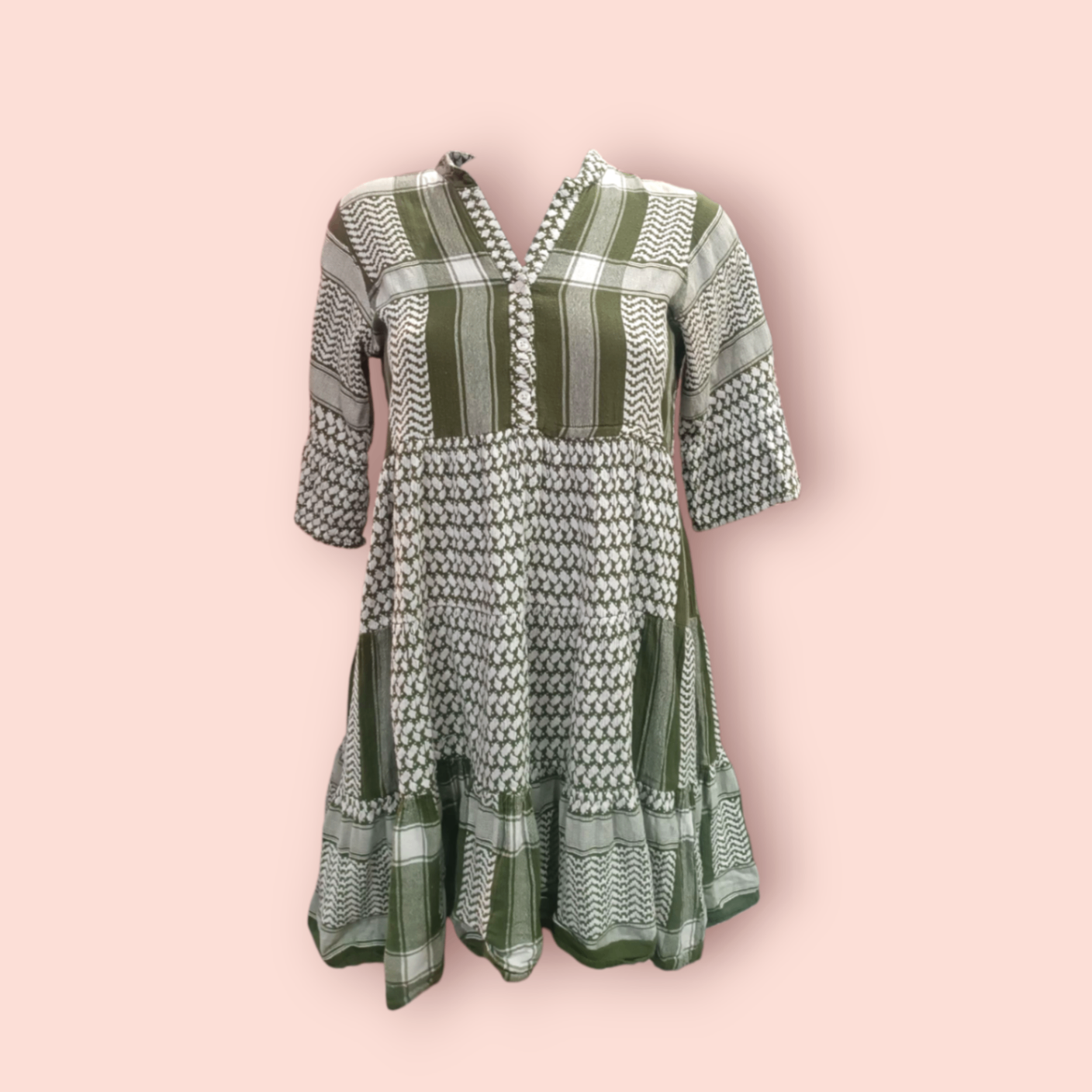 Zwillingsherz Kleid One Size Grün, Weiß