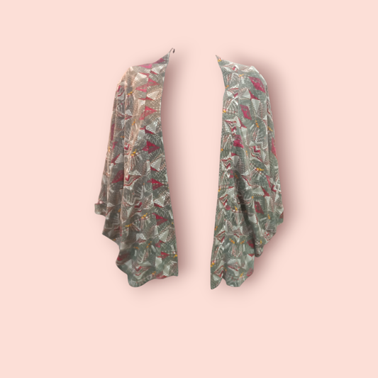 Kiabi Kimono One Size geometrische Muster (grau, rot, weiß gelb, grünstich)