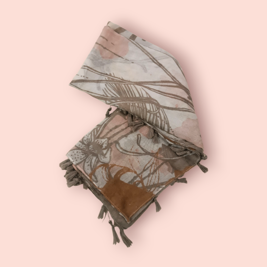 Schal Florales Muster (beige, braun, rosa)