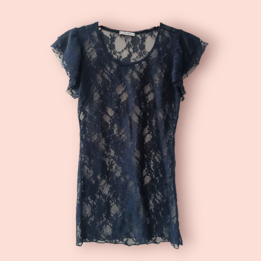 Xetra T-Shirt S Marineblau Spitzenmuster