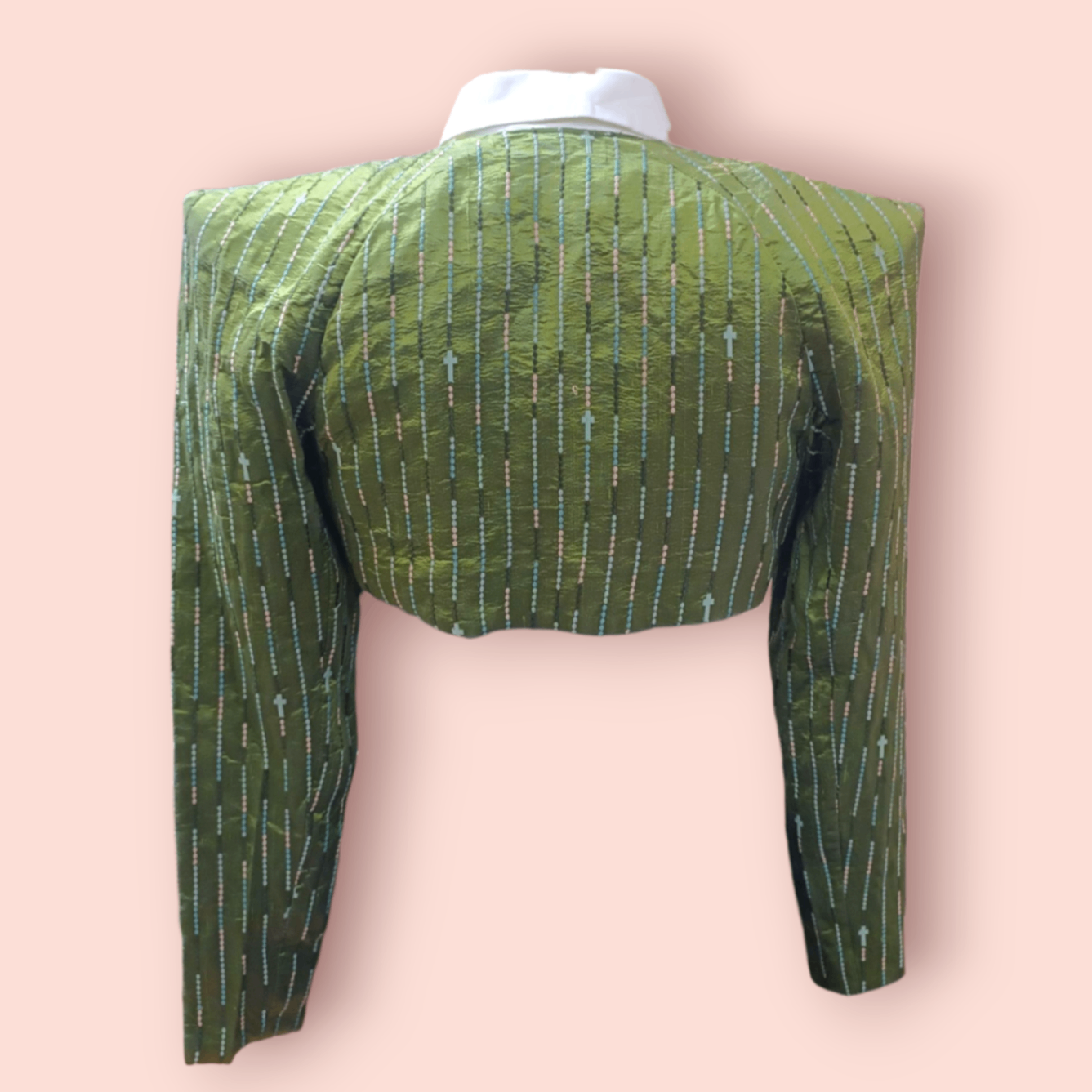 Selfmade Blazer M Cropped Grün mit Muster