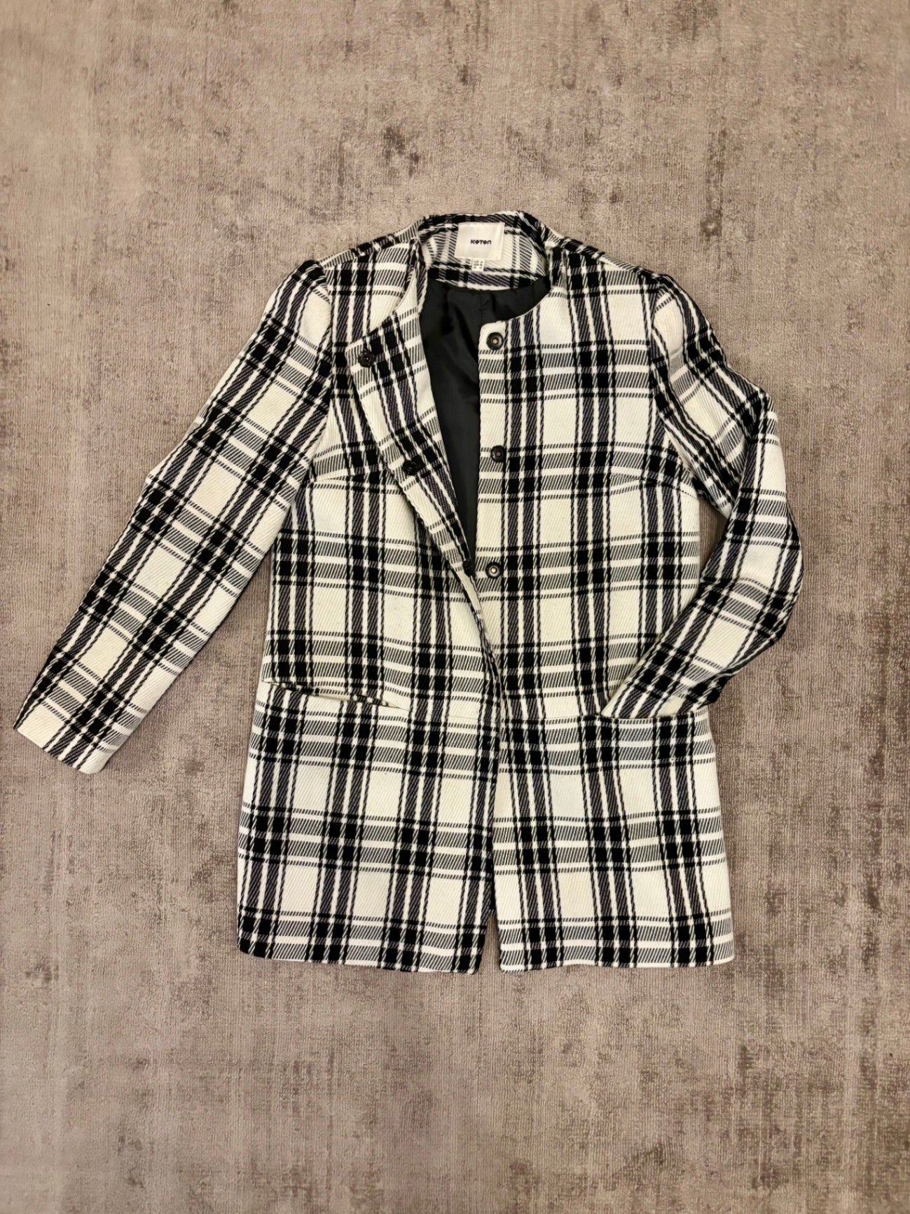 Koton Oversized Blazer 38 Weiß und Schwarz