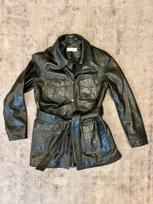 Mango Lederjacke M Schwarz