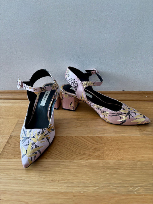Zara Slingback Schuhe 41 Rosa, Schwarz, Gelb