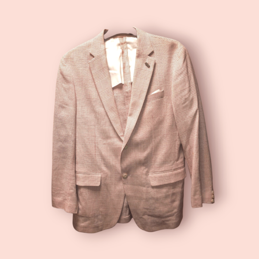 Natural Fibers Blazer M/L Beige-Rot mit Karomuster