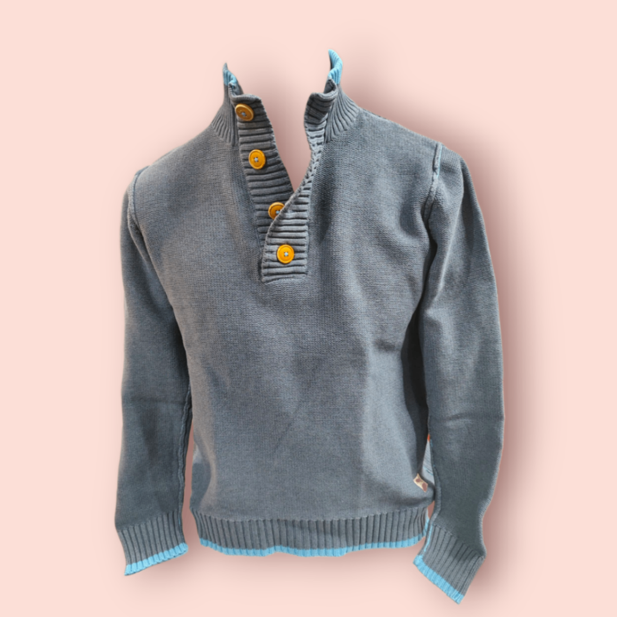 Originals by Jack & Jones Pullover M Blau mit hellen Akzenten & Knöpfen