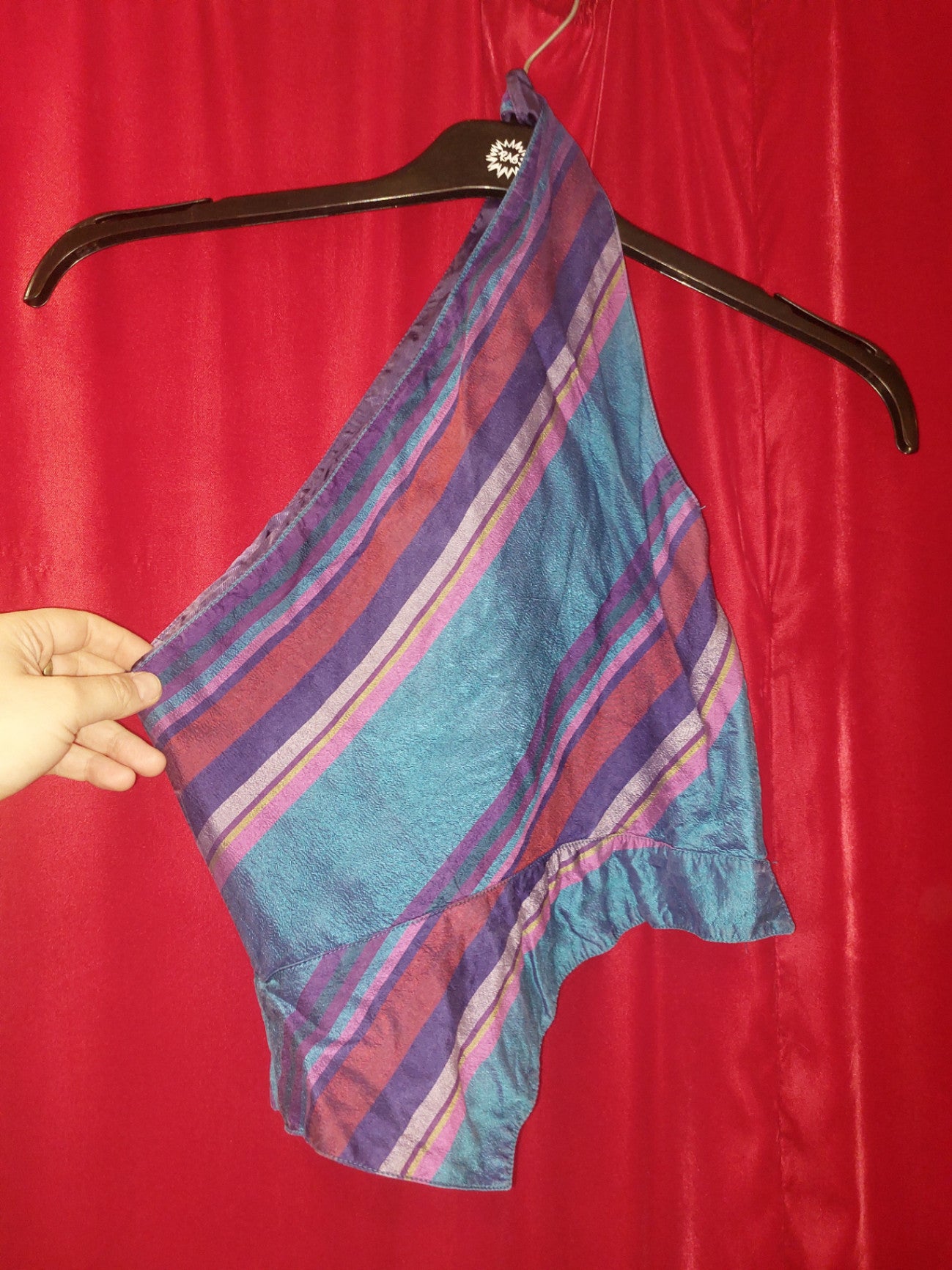 Maßgeschneidertes Seidenoberteil Tuch S Bunt mit Streifenmuster