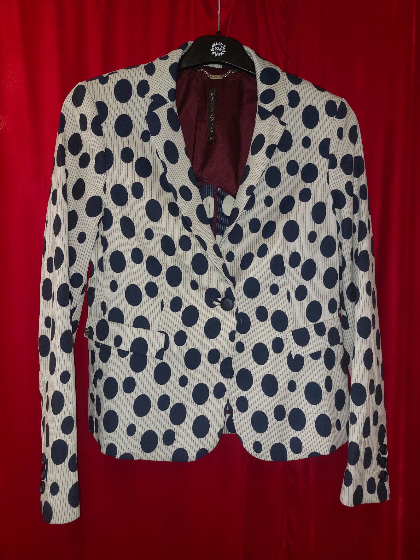 Made in Italy Blazer M Beige mit schwarzen Punkten