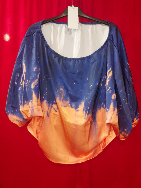 Uuozee Bluse XL Blaue und orangene Farbverlauf
