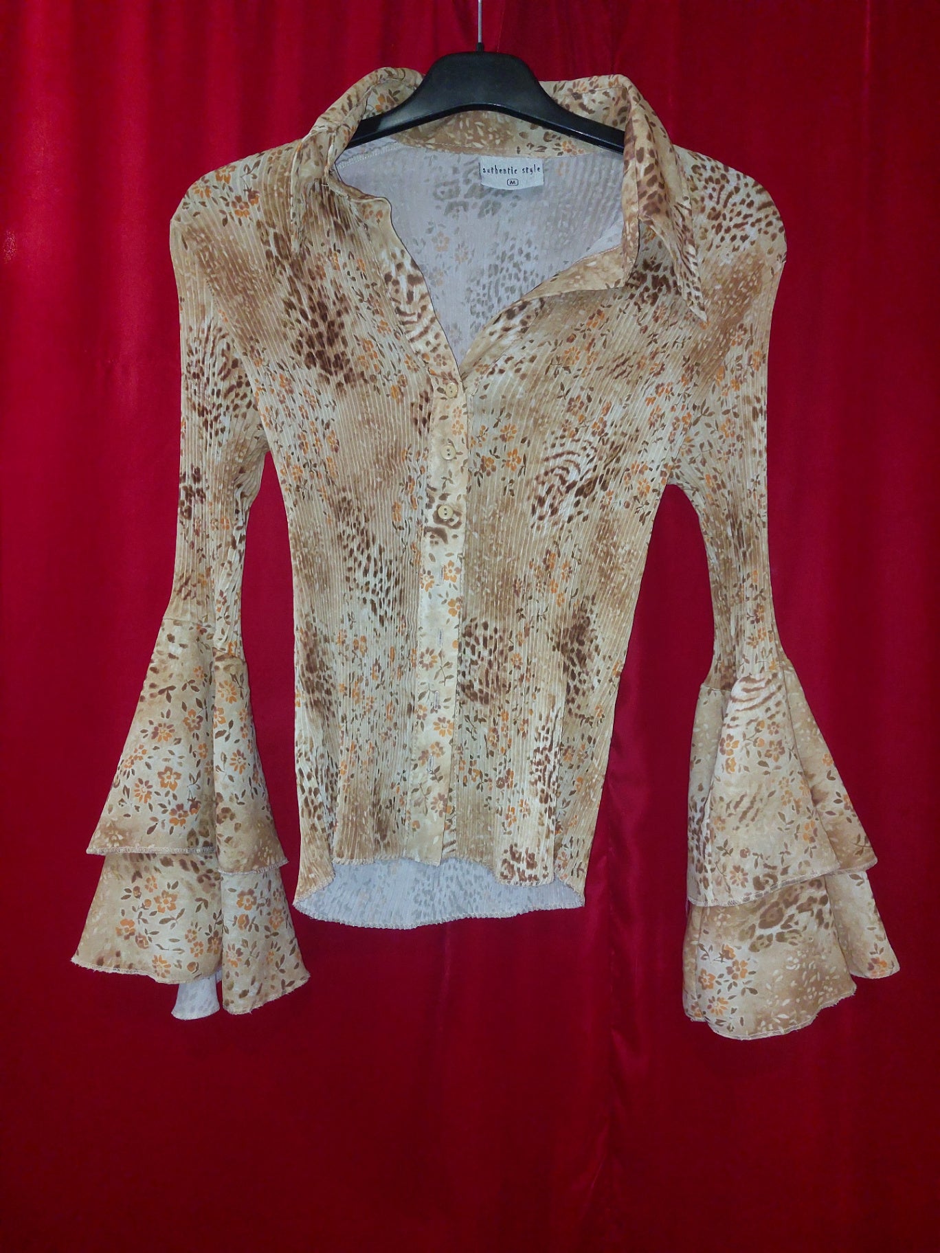 authentic style Bluse M Beige, braun, orange