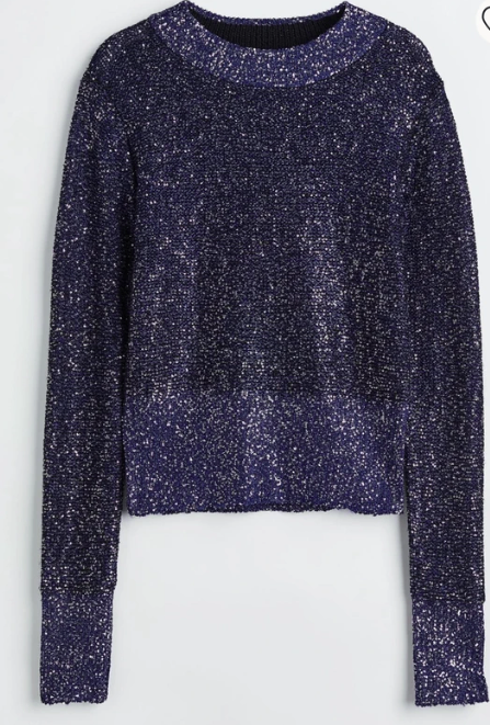 H&M Pullover s Dunkelblau mit Silberglitzer