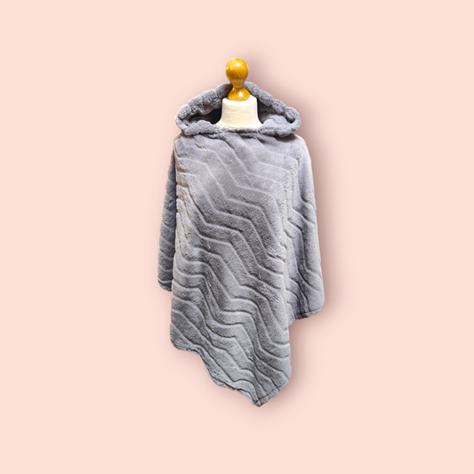 poncho One Size Grau Flauschig