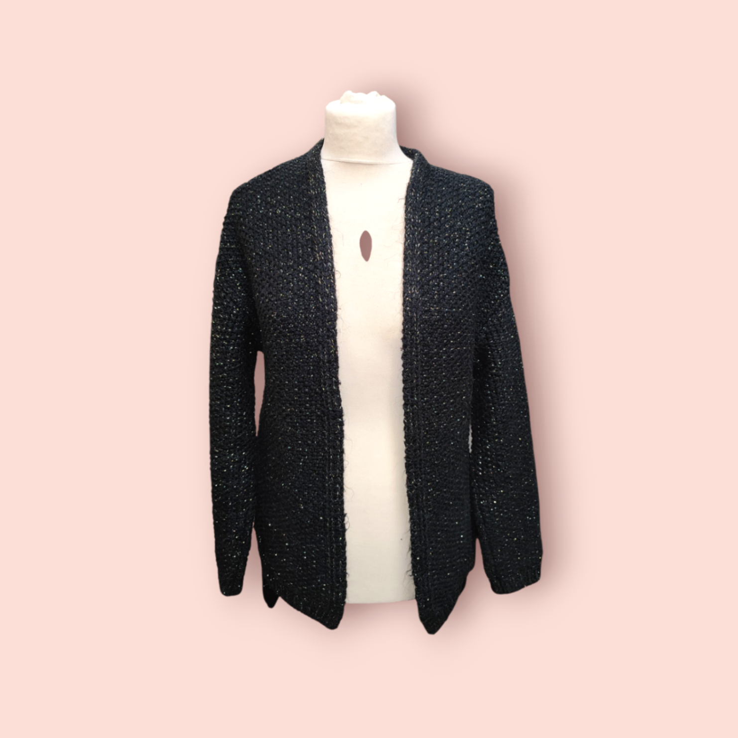 Mango Cardigan S Schwarz mit Goldfäden