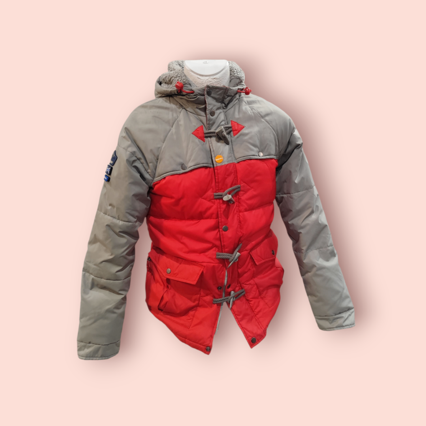 Superdry Down Style Jacke L Grau und Rot