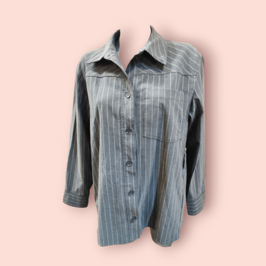 Weekday Hemd S Grau mit weißen Streifen