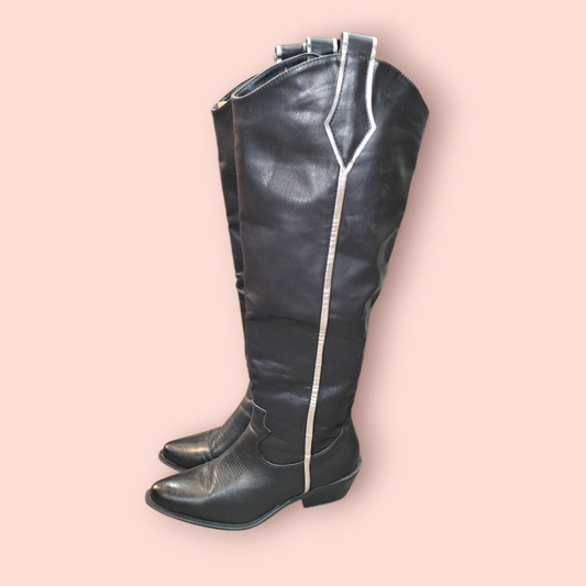Kunstlederstiefel 40 Schwarz