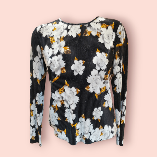 Pieces Oberteil XS Schwarz, Weiß, Gelb