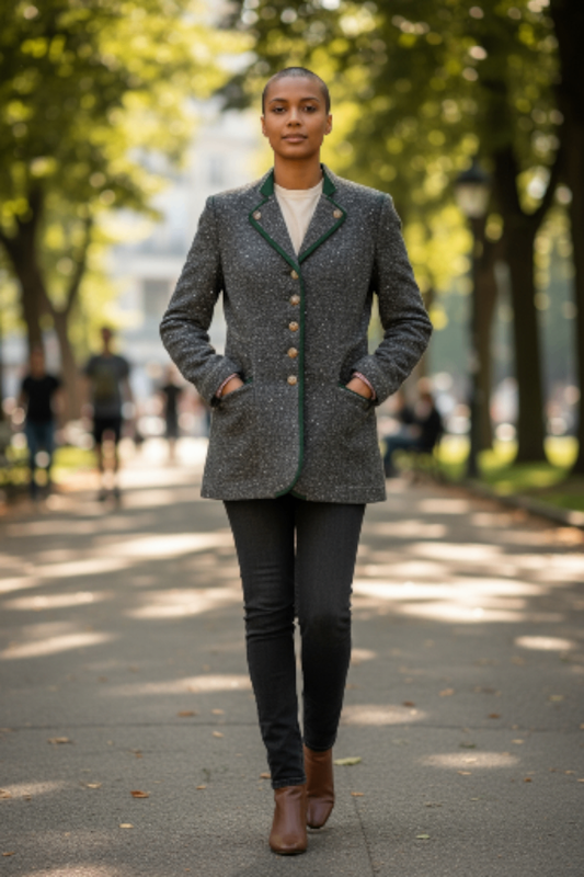 Steinbock Jacke M Grau mit grüner Verzierung