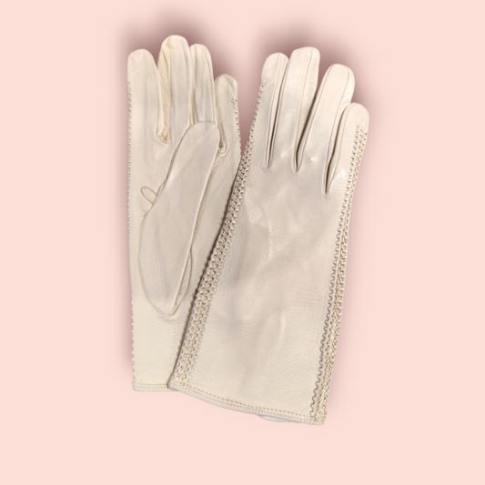 Lederhandschuhe Cremeweiß