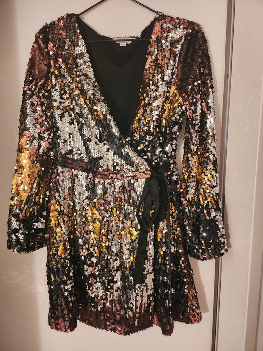 Miss Selfridge Kleid 38 Mehrfarbig (Gold, Schwarz, Rose, Silber)